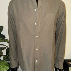 H&M Gray Casual Button Down Shirt Classic Cotton Blend